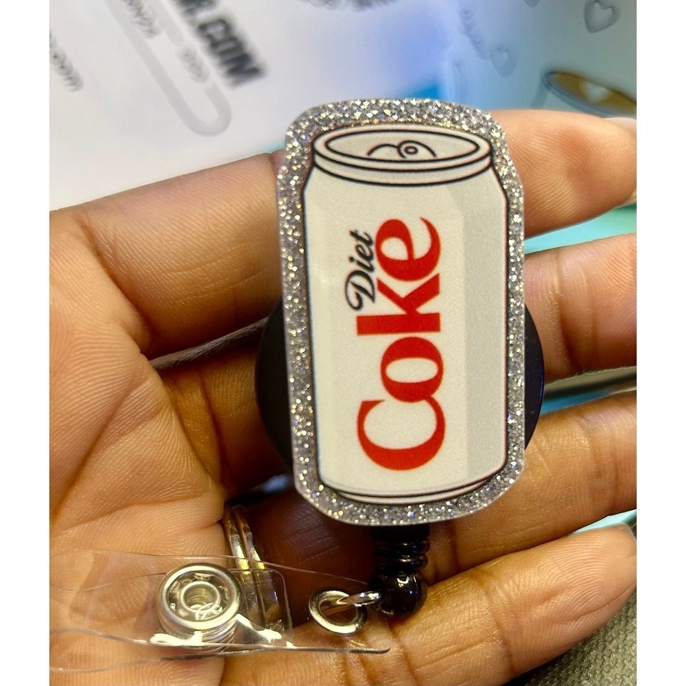 Diet Coke lovers ,Badge, ,Funny, Tech, Nurse, CNA, Tech, Teacher,ID Badge Reel
